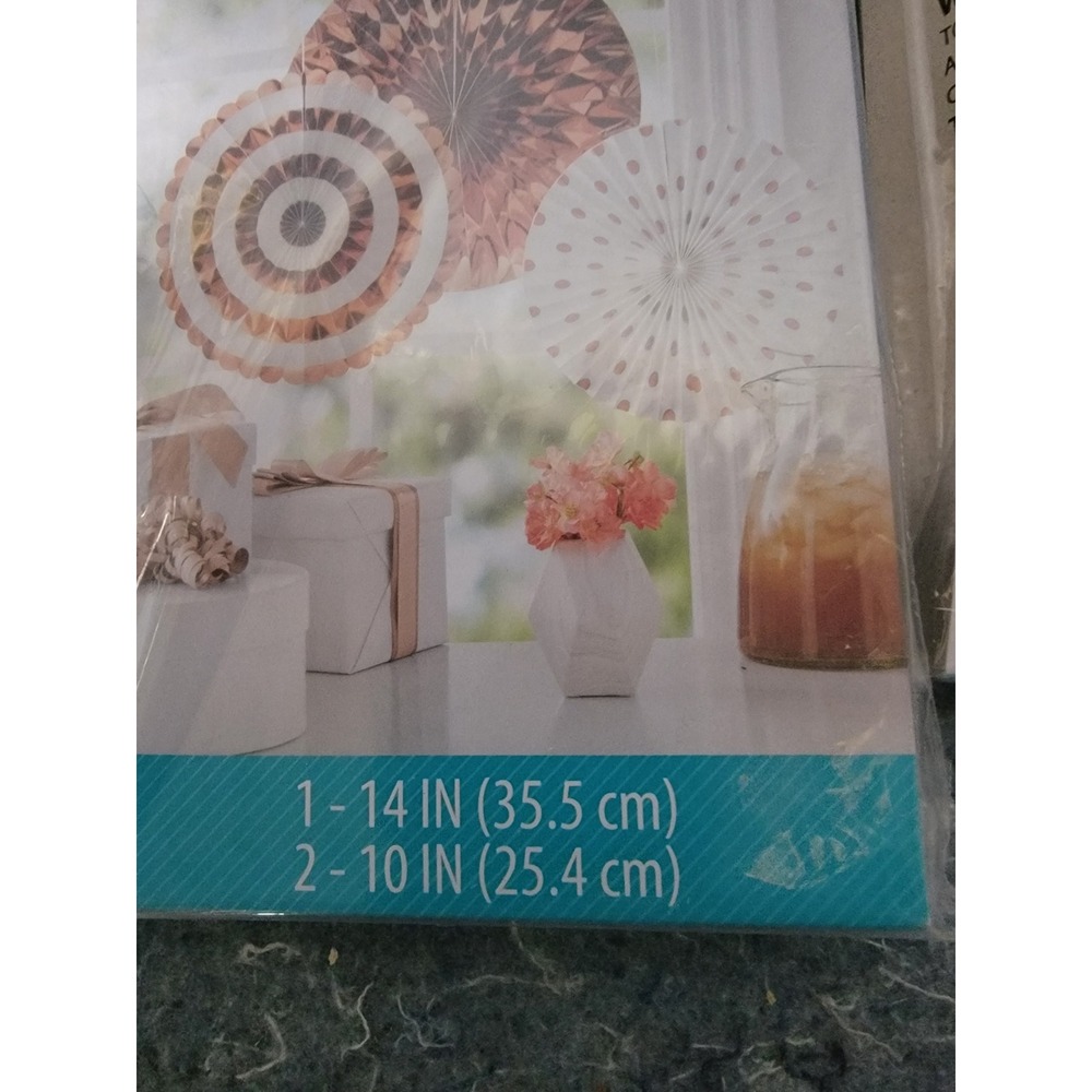 Celebrate! Paper Fans Copper & White package of‎ 2 - Picture 3 of 4